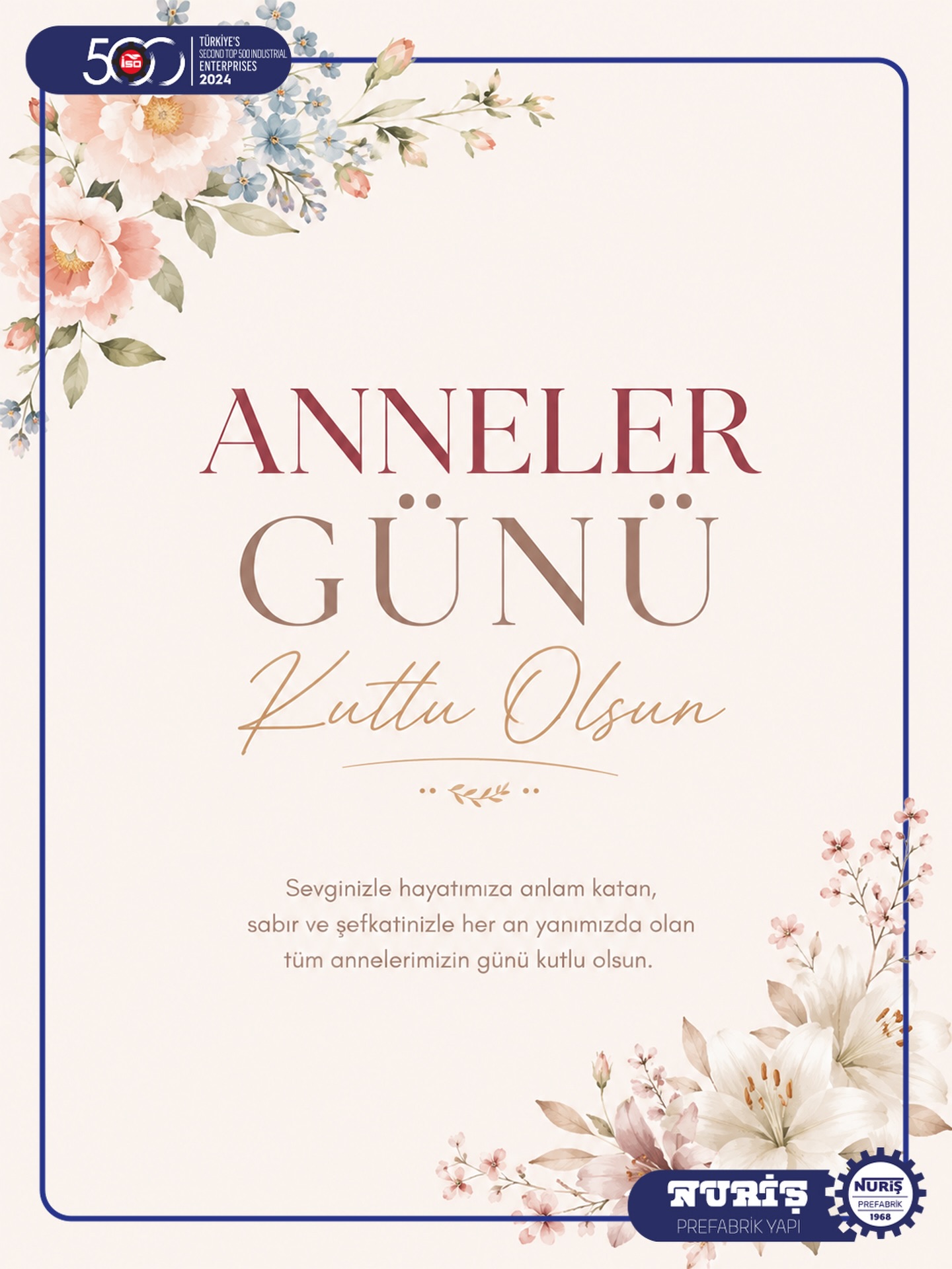 Fedakârlıkları, sevgileri ve güçlü duruşlarıyla hayatımıza yön veren tüm annelerimizin Anneler Günü’nü saygı ve sevgiyle kutluyoruz.
Geleceğimizi şekillendiren tüm annelere sağlık, mutluluk ve huzur dolu bir ömür dileriz.