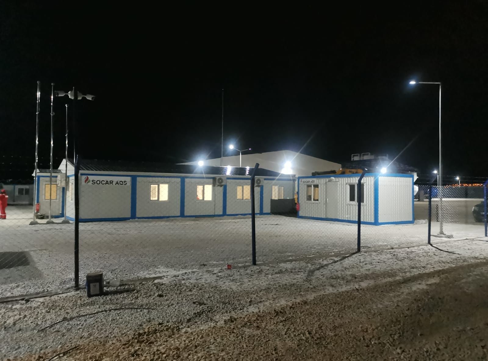 Gece aydınlatmalı konteyner şantiye ofisi